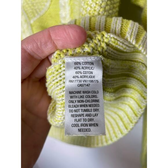 Cable Knit Sweater Womens Size Medium Pullover Chunky Cozy Knit Top Lemon Color - Picture 8 of 15